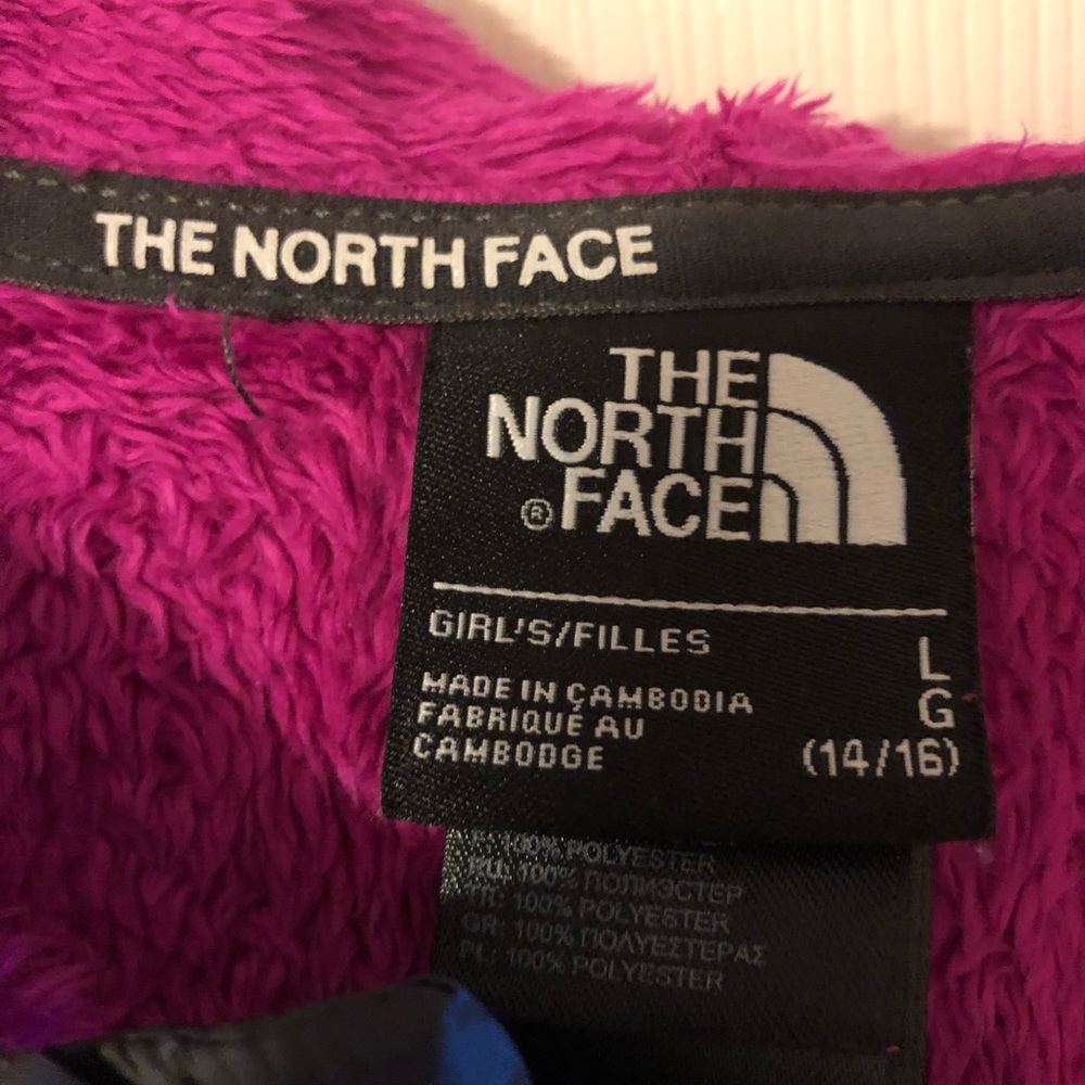 The North Face Girls L Hooded Fleece Pink/Gray - Picture 4 of 4